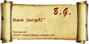 Bank Gergő névjegykártya